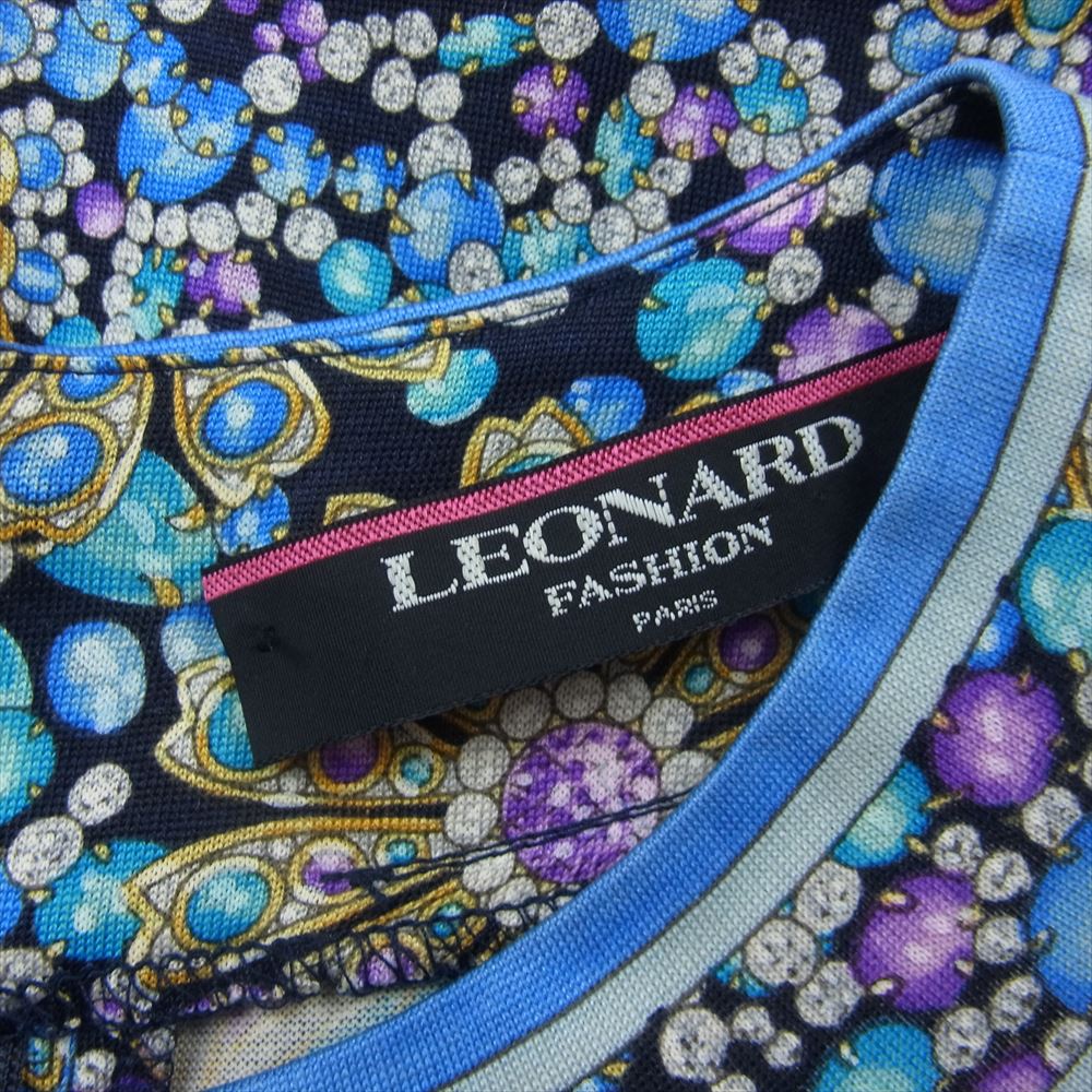 レオナールファッションパリス 389144 シルク混 宝石柄 長袖 カットソー ブラウス マルチカラー系 L【中古】