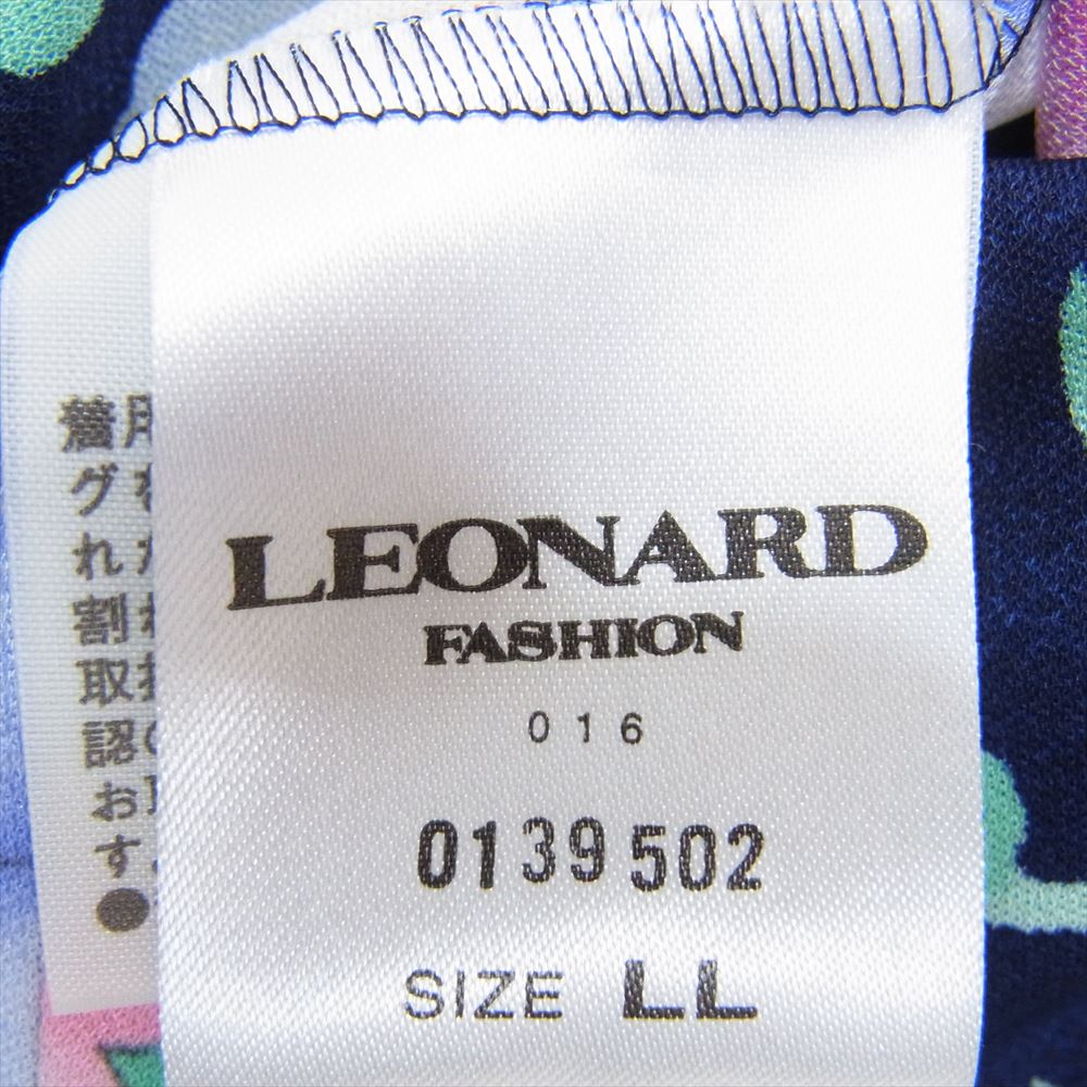 レオナールファッションパリス 花柄 トリムカンカン チュニック 長袖 ブラウス ネイビー系 LL【中古】