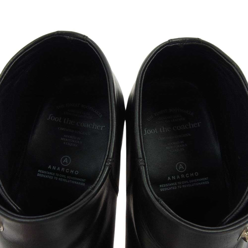 foot the coacher フットザコーチャー FTC1934010 RIDERS BOOTS サイドジップ レザー ライダース ブーツ ブラック系 8【中古】