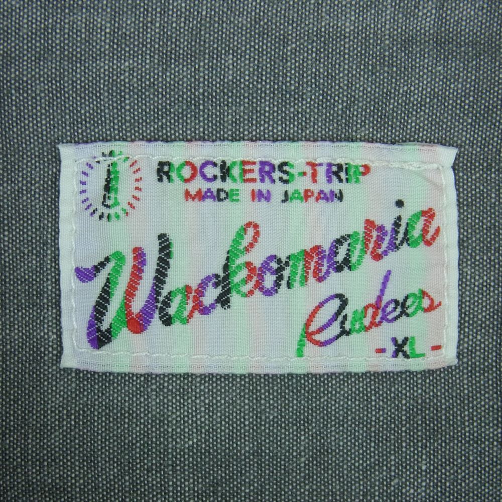 WACKO MARIA ワコマリア マリア バック プリント 刺繍 長袖 ワーク シャツ グレー系 XL【中古】
