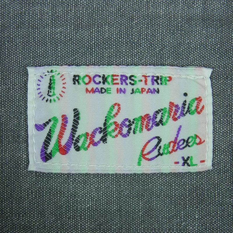 WACKO MARIA ワコマリア マリア バック プリント 刺繍 長袖 ワーク シャツ グレー系 XL【中古】