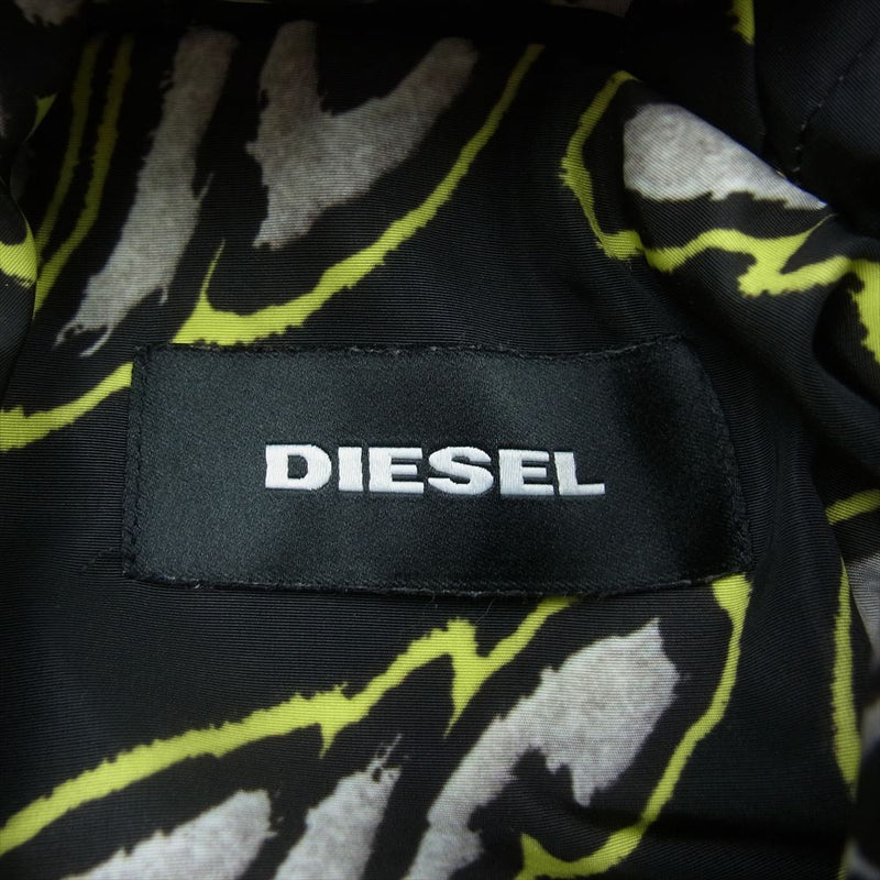 DIESEL ディーゼル 00E8F202 総柄 ロゴ ジップアップ ジャケット パーカー ブラック系 S【中古】