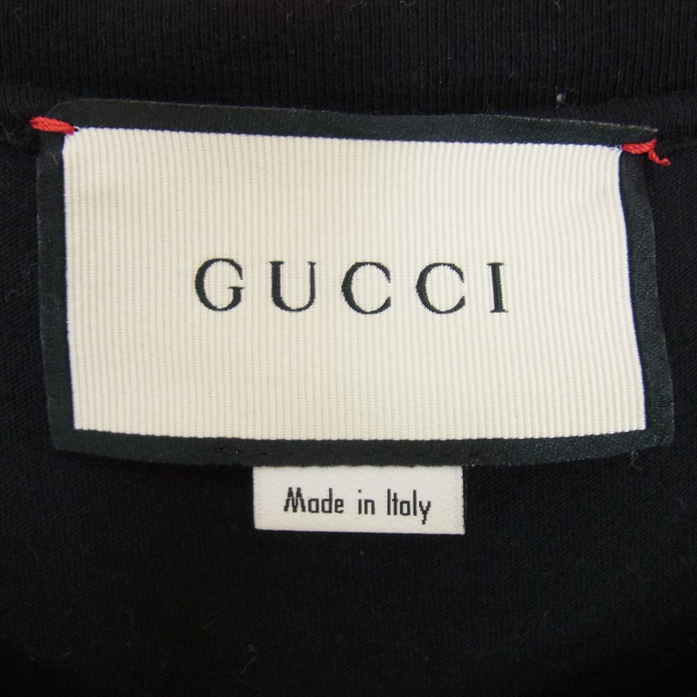GUCCI グッチ 18SS 493117 X9X96 レオパード ヴィンテージロゴ プリント エンブロイダリー 刺繍 半袖 Tシャツ ブラック系 XL【中古】