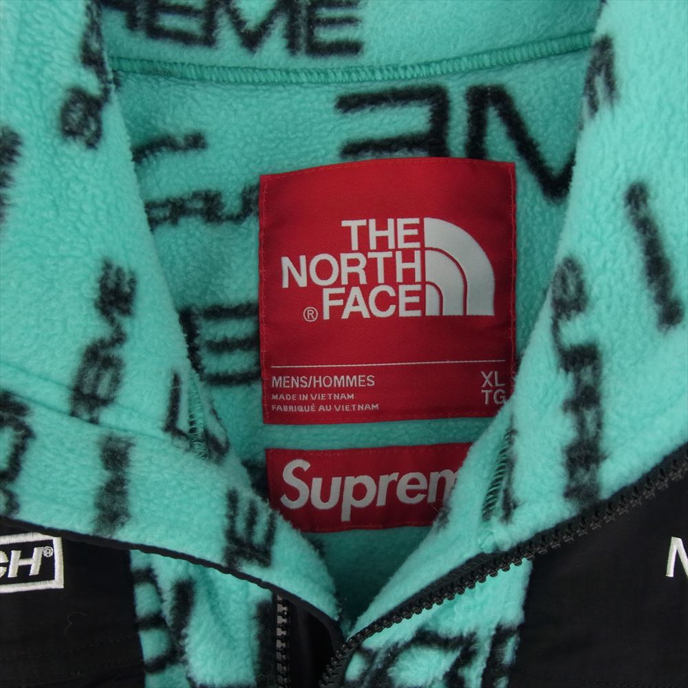 Supreme シュプリーム 21AW NA52101I × THE NORTH FACE ノースフェイス Steep Tech Fleece Jacket スティープ テックフリース ジャケット 総柄 総ロゴ ライトブルー系 XL【中古】
