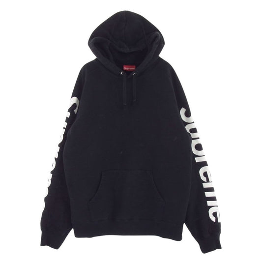 Supreme シュプリーム 18SS Sideline Hooded Sweatshirt サイドライン ロゴ スウェット パーカー ブラック系 L【中古】