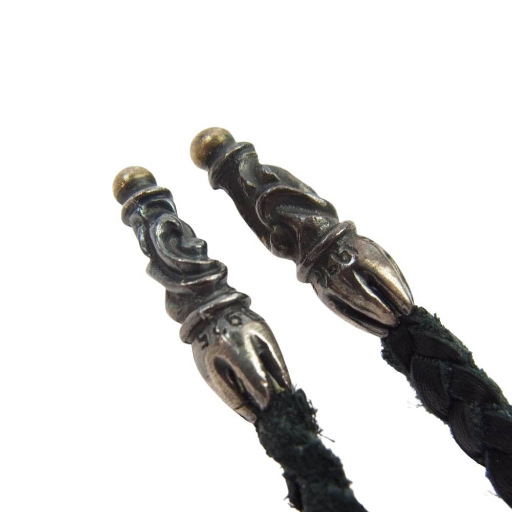 CHROME HEARTS クロムハーツ（原本無） LEATHER BRAID スクロール レザー ブレード ネックレス ブラック系【中古】