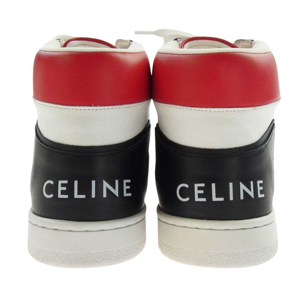 CELINE セリーヌ 22SS TRAINER CT-01 HIGH TOP トレーナー ハイ トップ ハイカット スニーカー ブラック系 レッド系 ホワイト系 40【新古品】【未使用】【中古】
