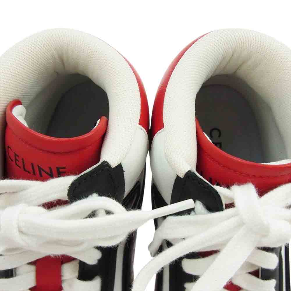 CELINE セリーヌ 22SS TRAINER CT-01 HIGH TOP トレーナー ハイ トップ ハイカット スニーカー ブラック系 レッド系 ホワイト系 40【新古品】【未使用】【中古】