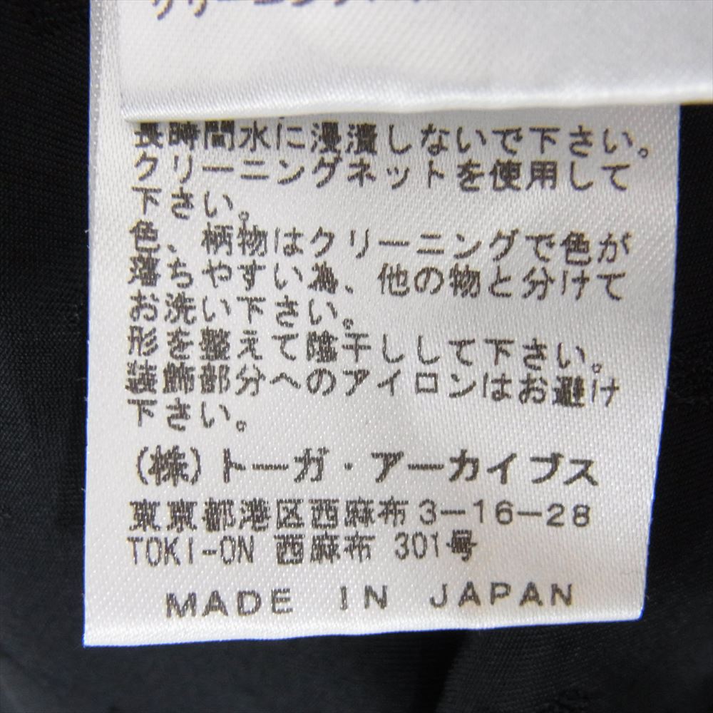 TOGA トーガ TV21-FJ308 VIRILIS キュプラ レーヨン ノーカラー 長袖 シャツ ネイビー系 46【美品】【中古】