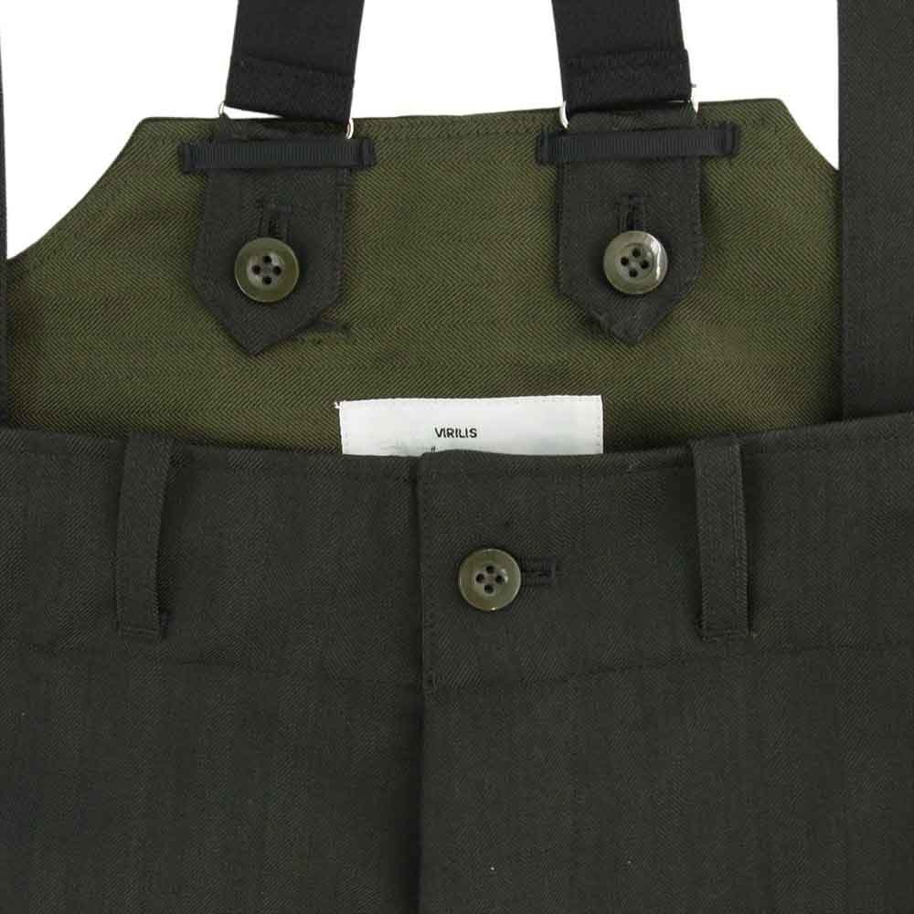 TOGA トーガ TV22-FI346 VIRILIS サスペンダー ストライプ ボトム パンツ ダークカーキ系 44【美品】【中古】