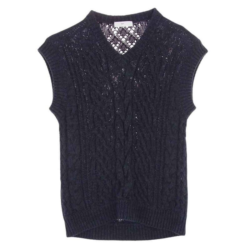 TOGA トーガ TV21-XE302 VIRILIS Cable Knit Vest ケーブル ニット ベスト ネイビー系 46【美品】【中古】