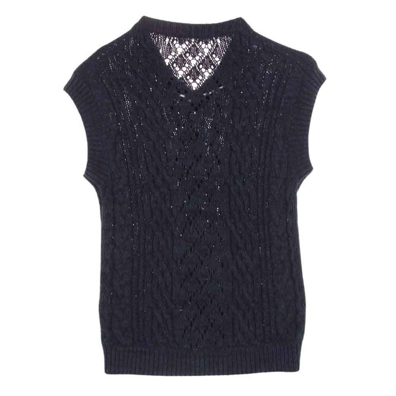 TOGA トーガ TV21-XE302 VIRILIS Cable Knit Vest ケーブル ニット ベスト ネイビー系 46【美品】【中古】