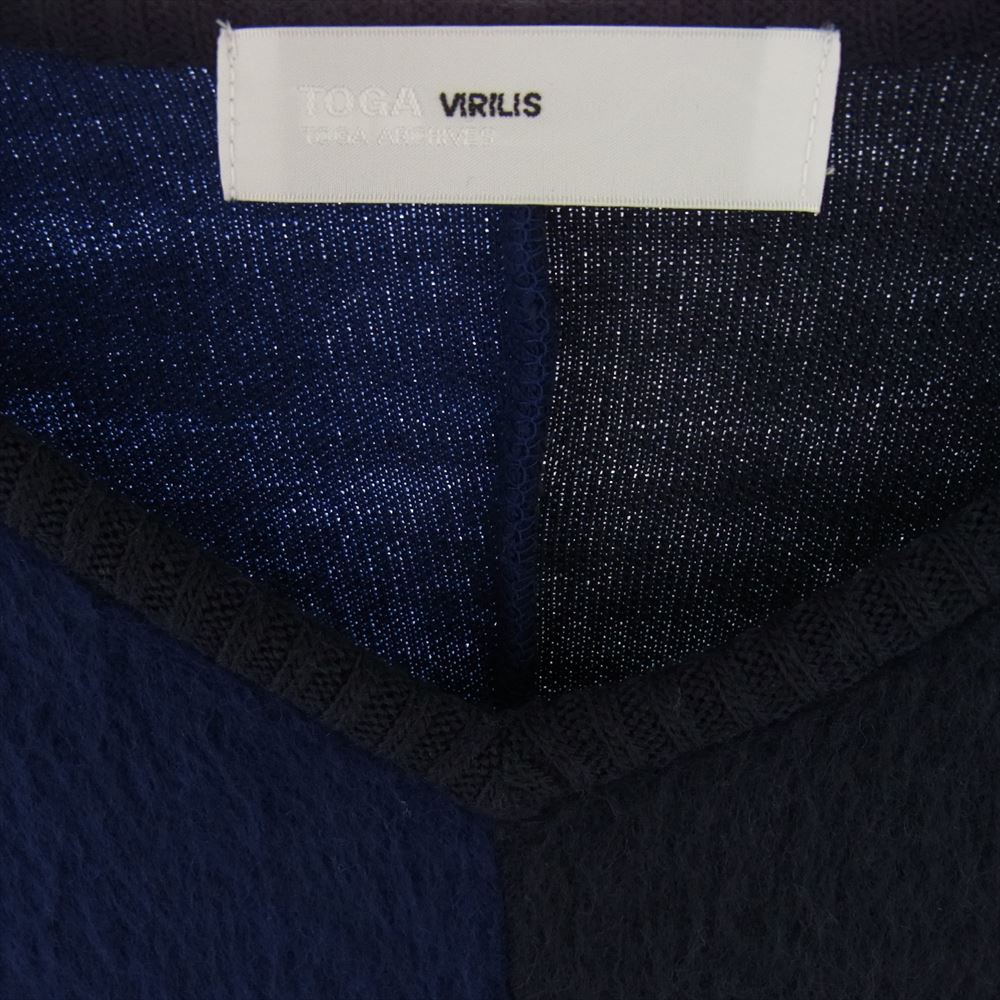 TOGA トーガ TV12-JK337 VIRILIS パネルド シャギー ジャージー プルオーバー ニット ブラック系 ブルー系 46【美品】【中古】