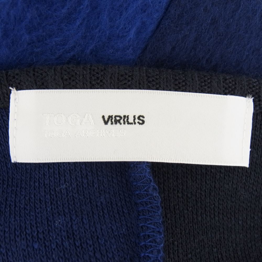 TOGA トーガ TV12-JK337 VIRILIS パネルド シャギー ジャージー プルオーバー ニット ブラック系 ブルー系 46【美品】【中古】