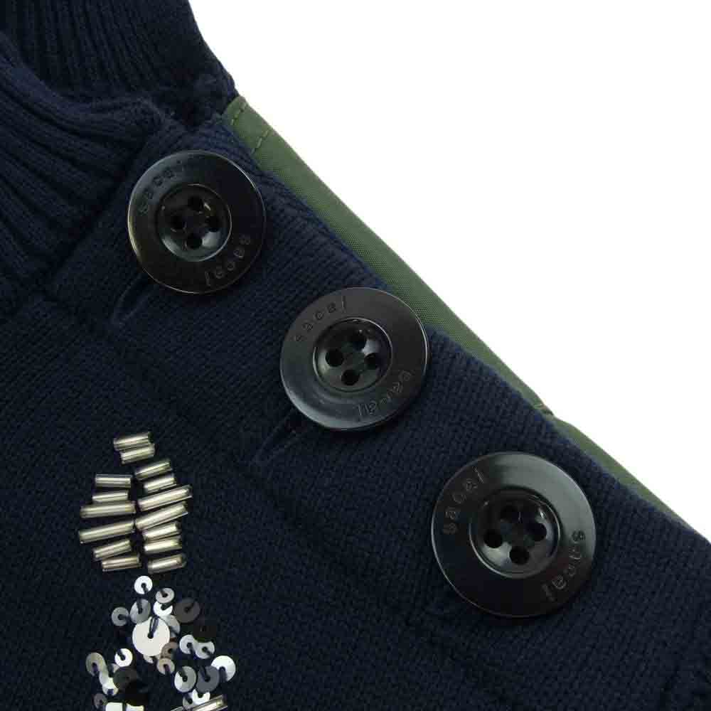 Sacai サカイ 20-02225M スパンコールドッキング ニット セーター ネイビー系 1【中古】