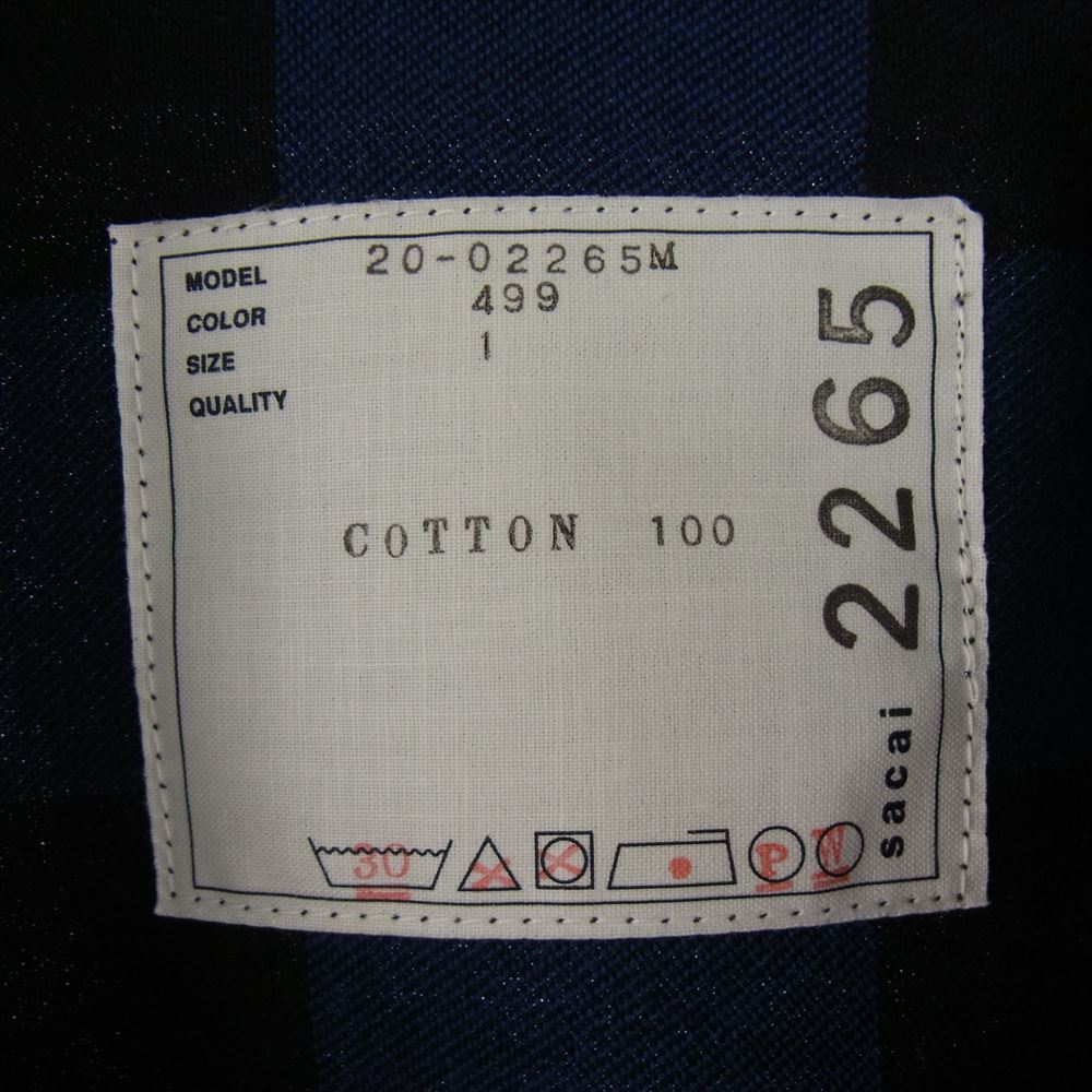 Sacai サカイ 20SS 20-02265M INSIDEOUT DENIM JACKET インサイドアウト デニム 切り返し ジャケット インディゴブルー系 ブルー系 1【中古】