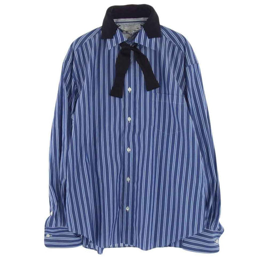 Sacai サカイ 20SS 20-02241M Poplin Shirt レイヤード ポプリン ストライプ シャツ ブルー系 1【中古】