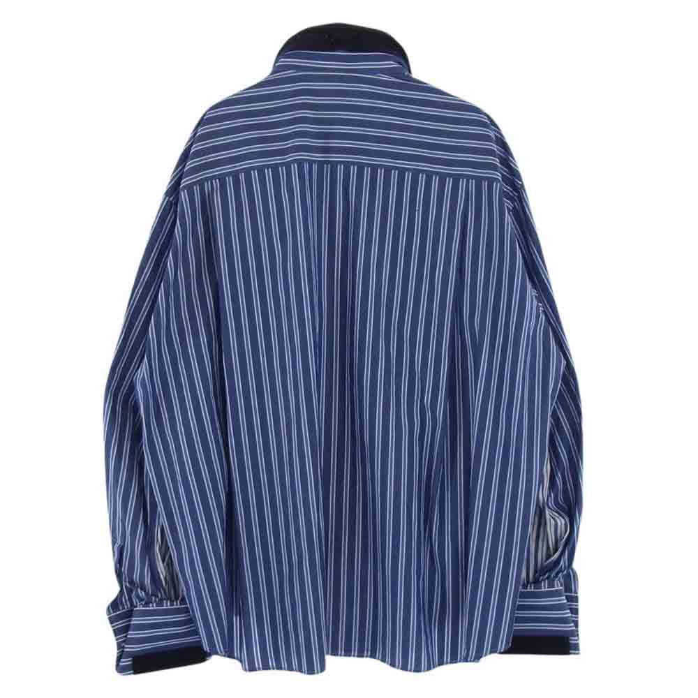 Sacai サカイ 20SS 20-02241M Poplin Shirt レイヤード ポプリン ストライプ シャツ ブルー系 1【中古】