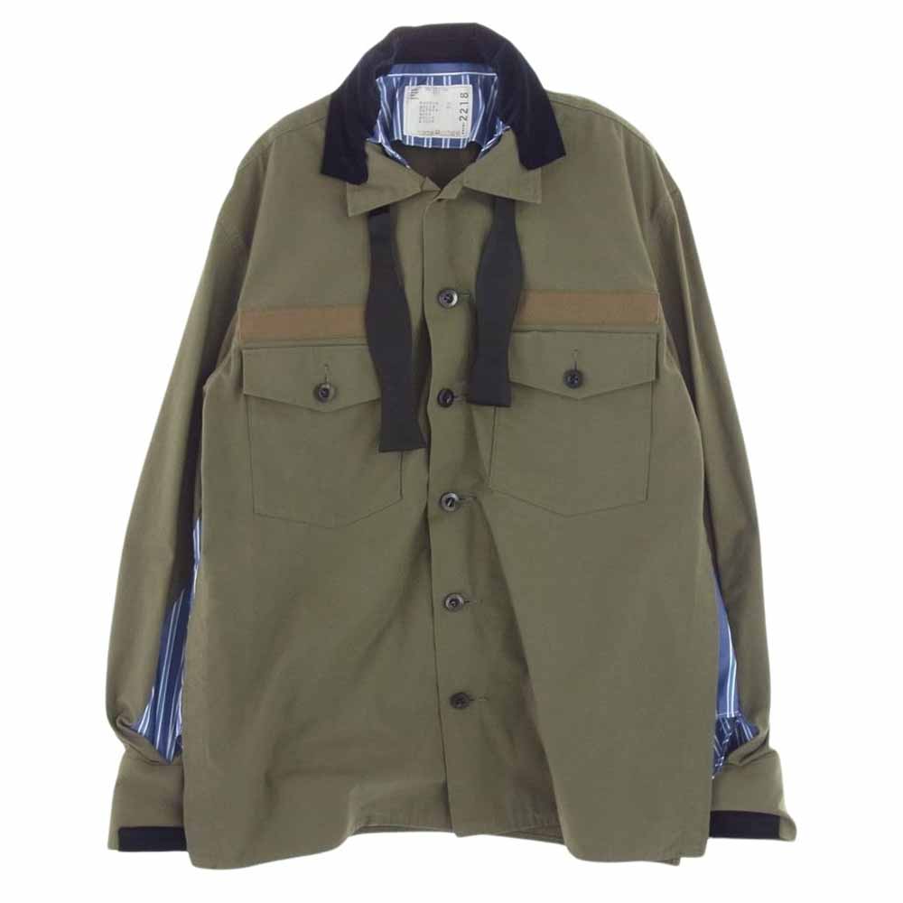 Sacai サカイ 20SS 20-02218M FABRIC COMBO SHRTS ファブリック コンボ シャツ ジャケット カーキ系 1【中古】