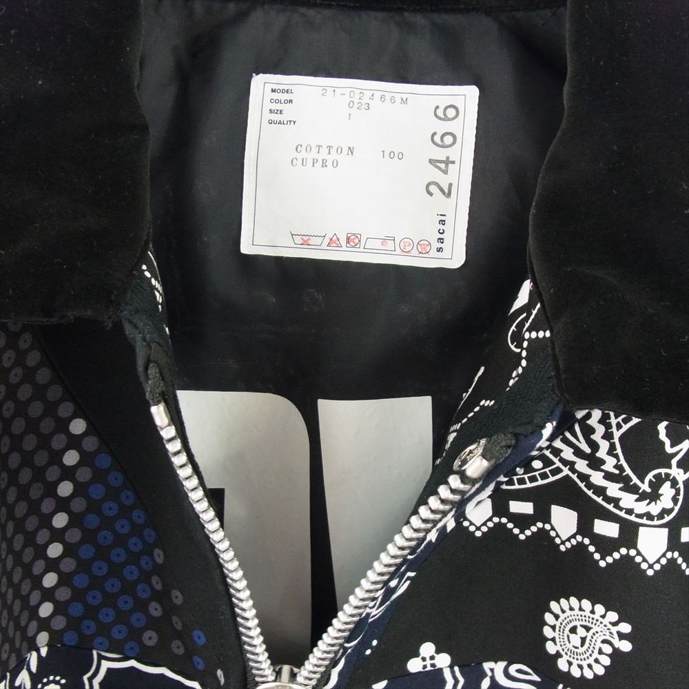Sacai サカイ 21SS 21-02466M ARCHIVE PRINT MIX BLOUSON アーカイブ プリント ミックス ブルゾン ジャケット ブラック系 1【中古】