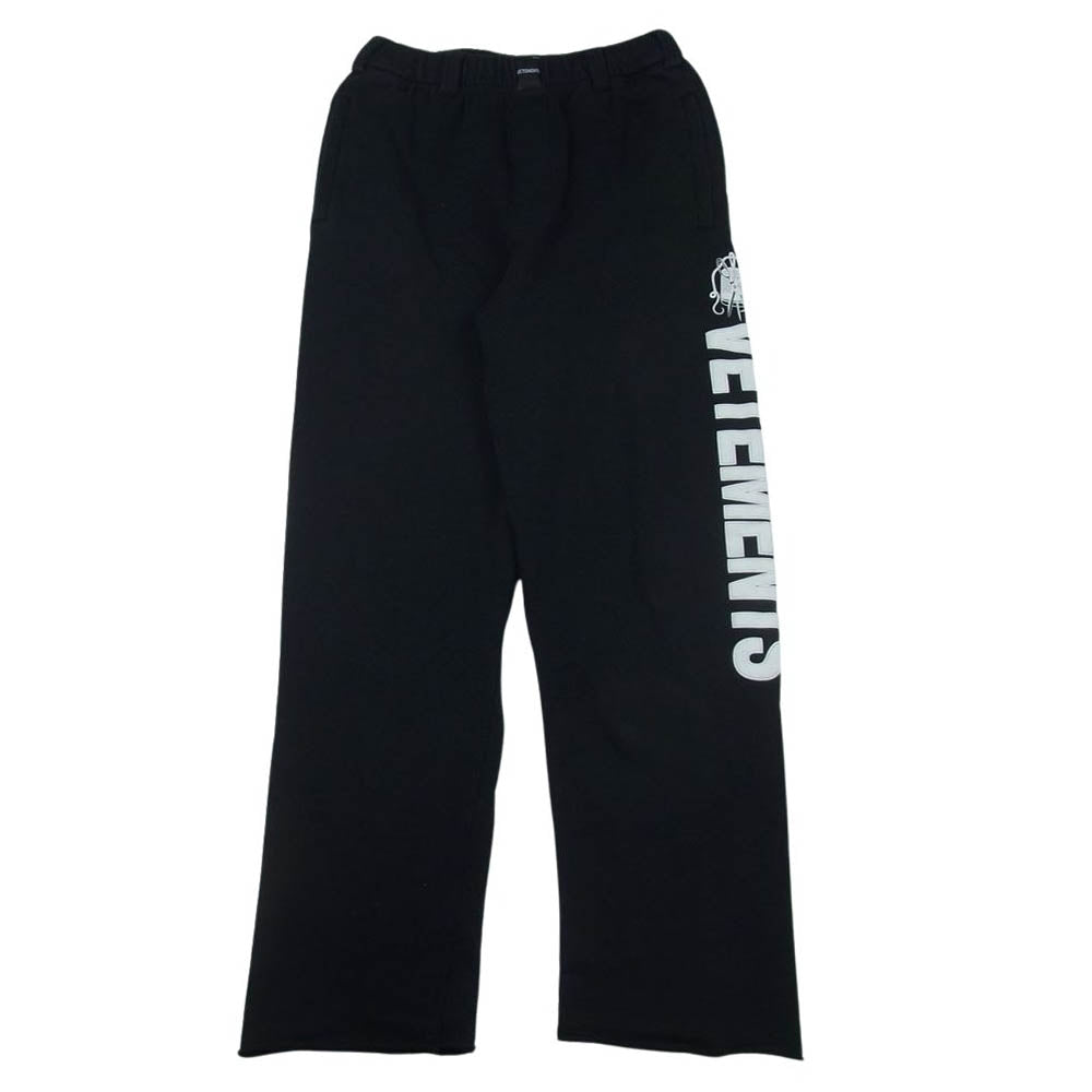 VETEMENTS ヴェトモン 19SS ロゴプリント バギー スウェットパンツ ラウンジパンツ ブラック系 XS【中古】