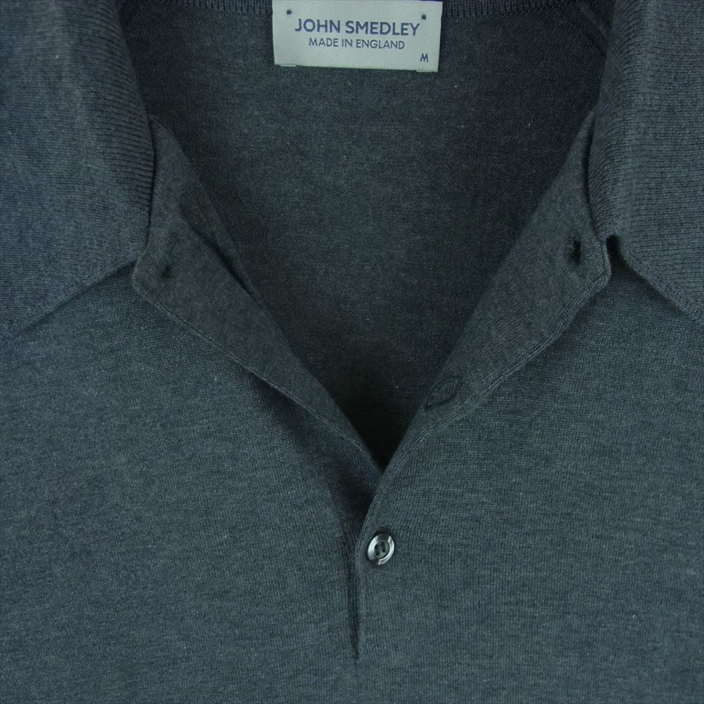 JOHN SMEDLEY ジョンスメドレー シーアイランド コットン ニット 半袖 ポロ シャツ グレー系 M【美品】【中古】