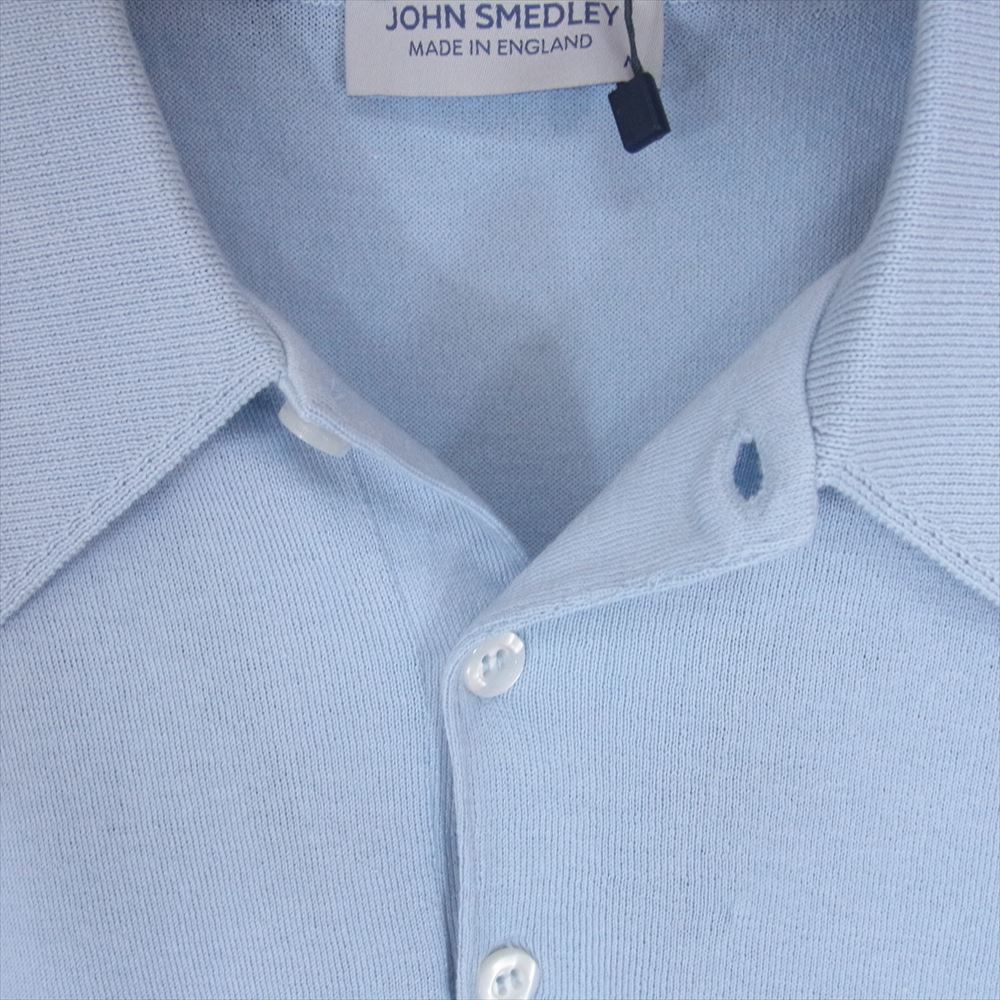 JOHN SMEDLEY ジョンスメドレー ISIS シーアイランドコットン  ニット 半袖 ポロ シャツ  ライトブルー系 M【極上美品】【中古】