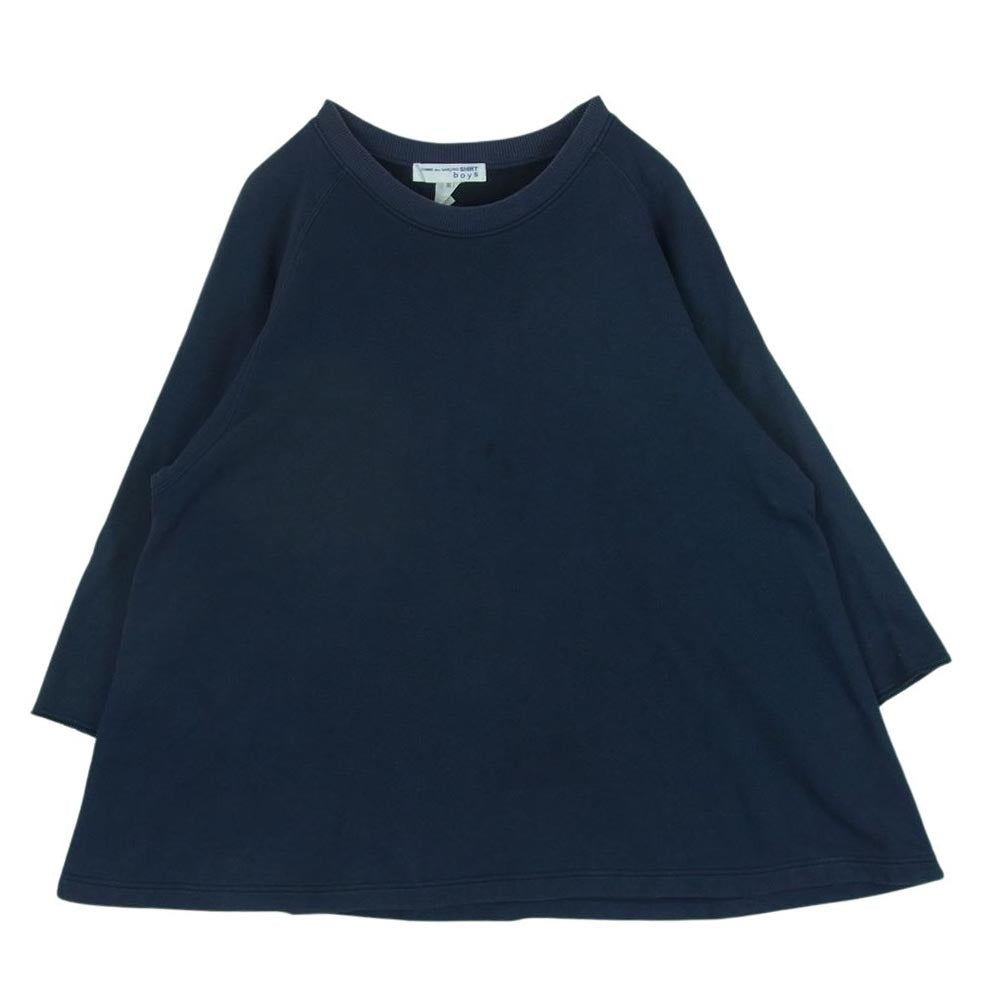 COMME des GARCONS コムデギャルソン SHIRT boys S26931 オーバーサイズ ビッグ スウェット 七分袖 Tシャツ ネイビー系 XS【中古】