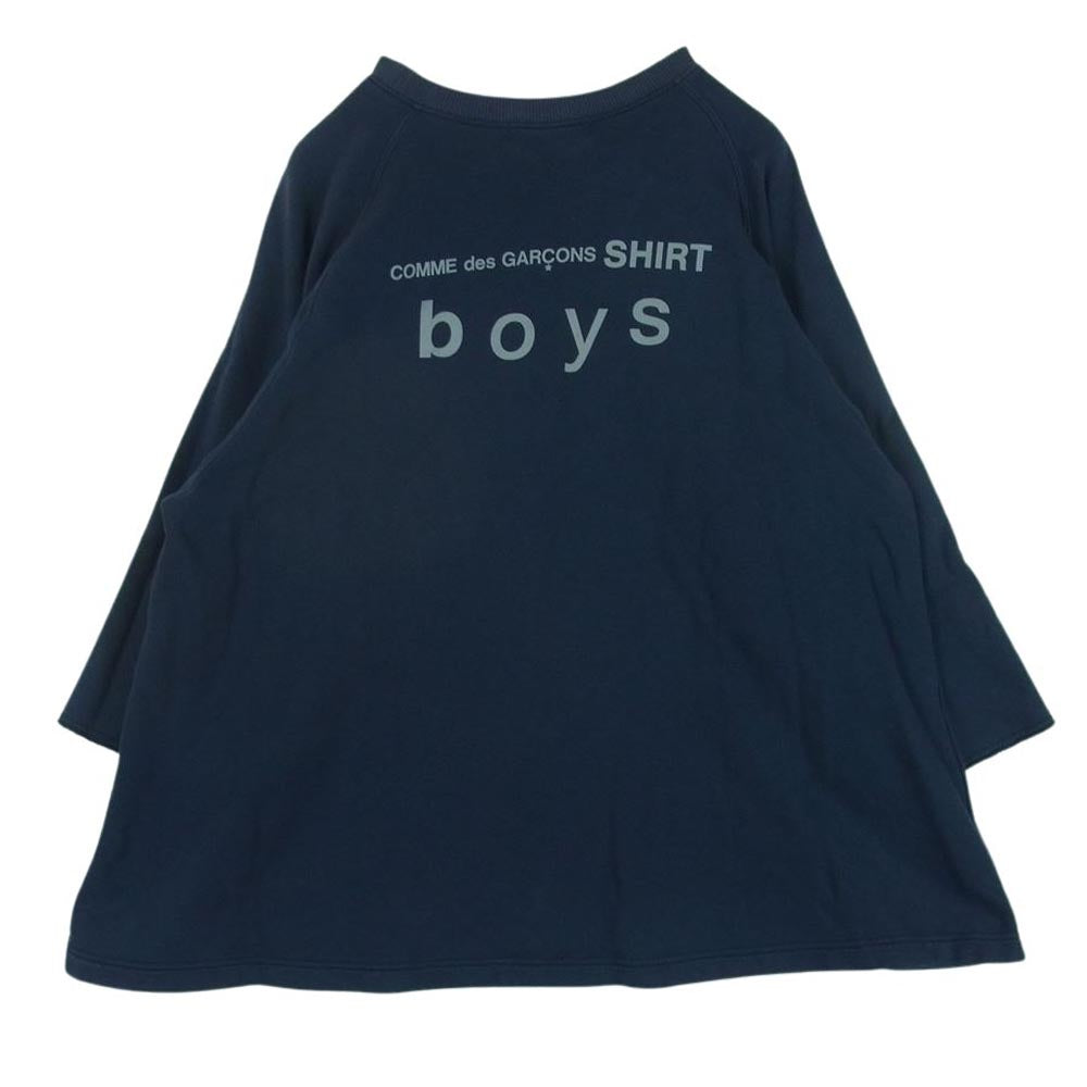 COMME des GARCONS コムデギャルソン SHIRT boys S26931 オーバーサイズ ビッグ スウェット 七分袖 Tシャツ ネイビー系 XS【中古】