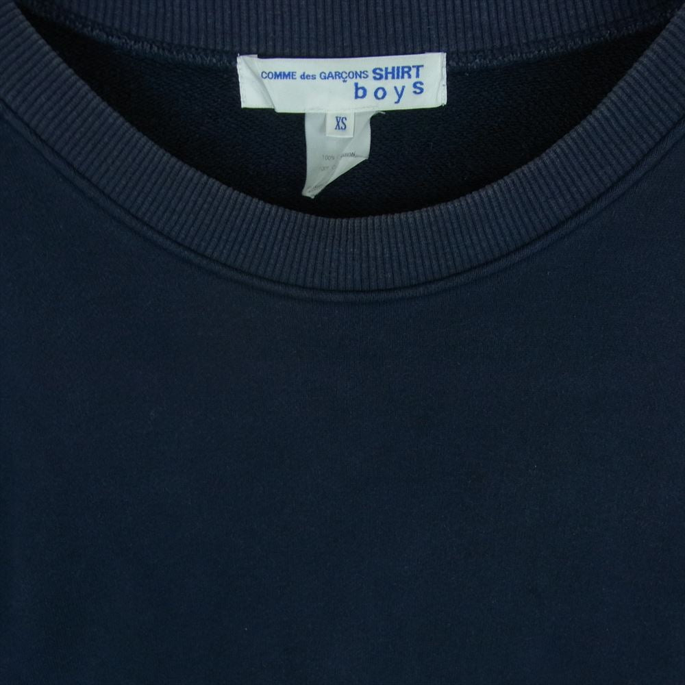 COMME des GARCONS コムデギャルソン SHIRT boys S26931 オーバーサイズ ビッグ スウェット 七分袖 Tシャツ ネイビー系 XS【中古】