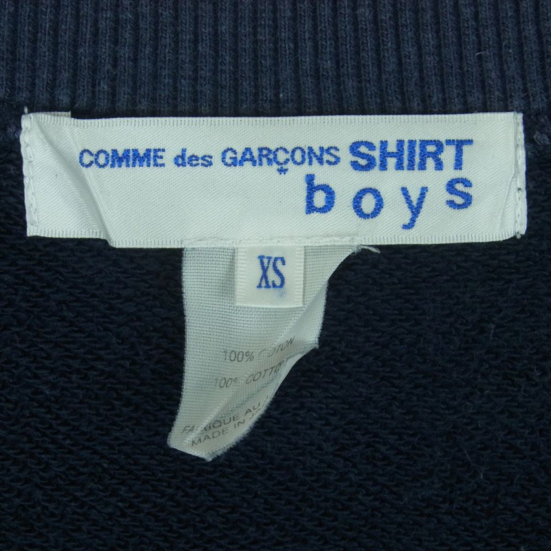 COMME des GARCONS コムデギャルソン SHIRT boys S26931 オーバーサイズ ビッグ スウェット 七分袖 Tシャツ ネイビー系 XS【中古】