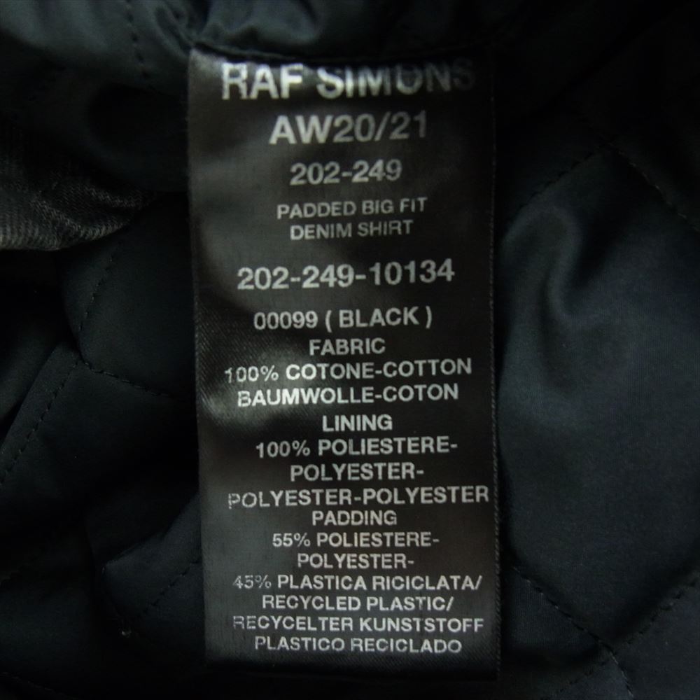 RAF SIMONS ラフシモンズ 20AW 202-249-10134 PADDED BIG FIT DENIM SHIRT オーバー サイズ パデッド デニム ジャケット ブラック系 L【中古】