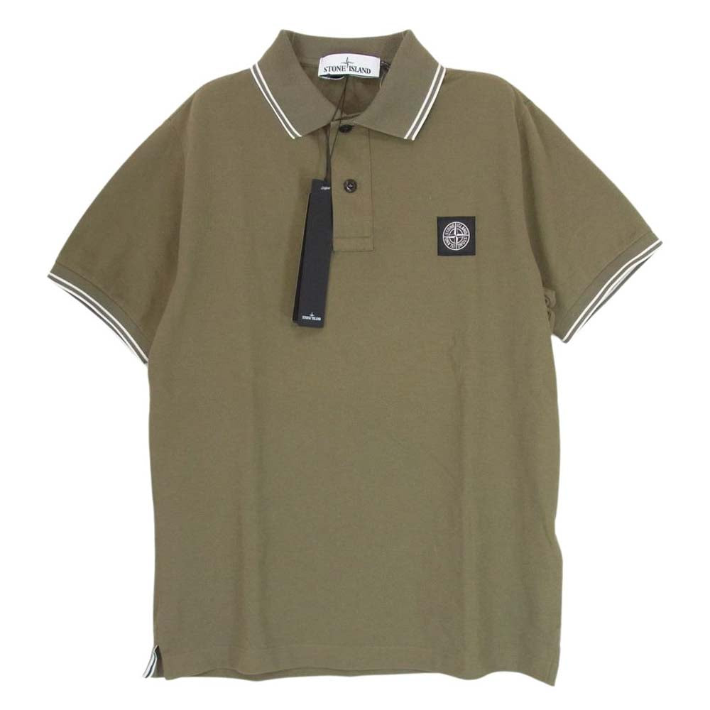 STONE ISLAND ストーンアイランド 741522S67 MARINE WASHED PIGMENT DYED マリンウォッシュ ピグメントダイ 鹿の子 ポロシャツ カーキ系 S【極上美品】【中古】