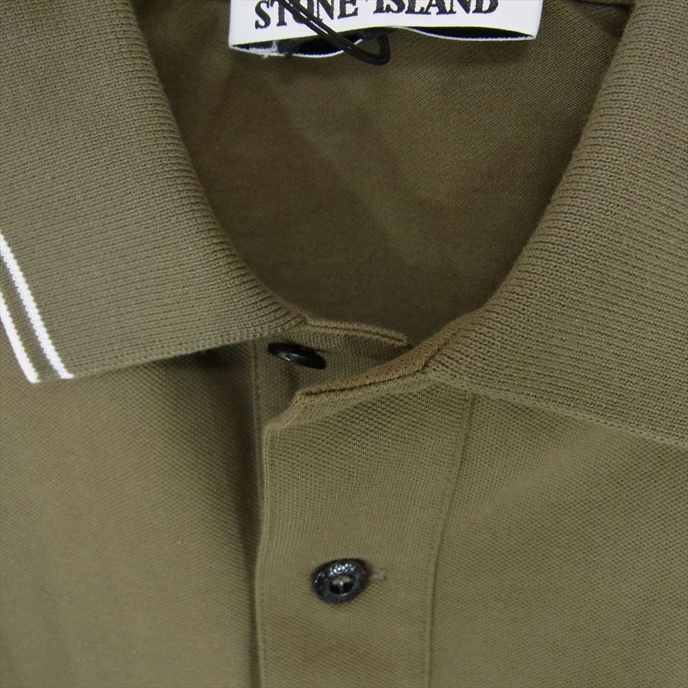 STONE ISLAND ストーンアイランド 741522S67 MARINE WASHED PIGMENT DYED マリンウォッシュ ピグメントダイ 鹿の子 ポロシャツ カーキ系 S【極上美品】【中古】
