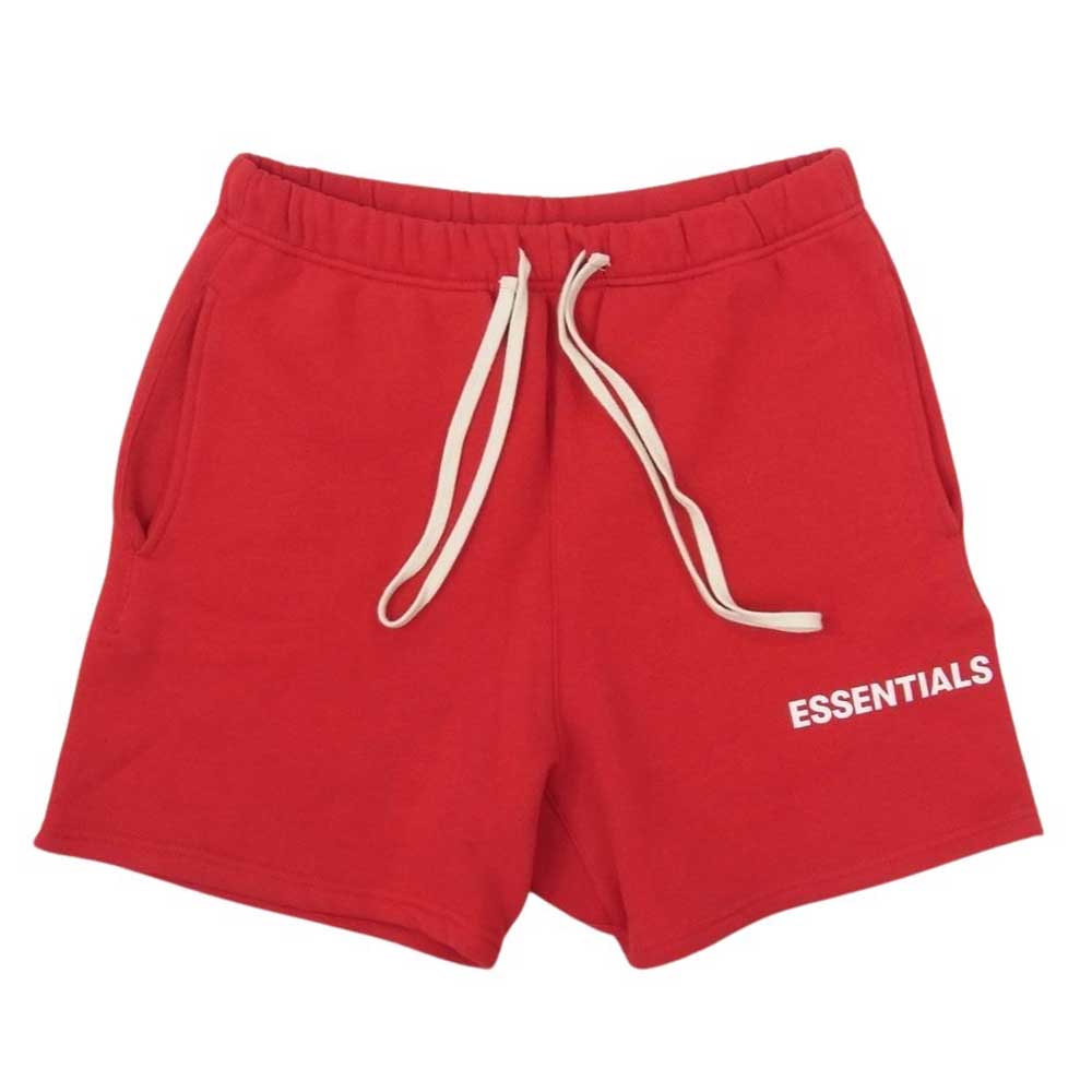 FEAR OF GOD フィアオブゴッド Essentials Graphic Sweat Shorts エッセンシャルズ ロゴ ドローコード ショーツ ハーフ パンツ レッド系 XS【中古】