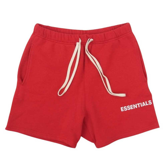 FEAR OF GOD フィアオブゴッド Essentials Graphic Sweat Shorts エッセンシャルズ ロゴ ドローコード ショーツ ハーフ パンツ レッド系 XS【中古】