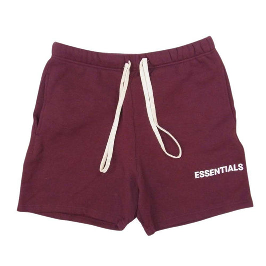 FEAR OF GOD フィアオブゴッド Essentials Graphic Sweat Shorts エッセンシャルズ ロゴ ドローコード ショーツ ハーフ パンツ バーガンディ エンジ系 S【中古】