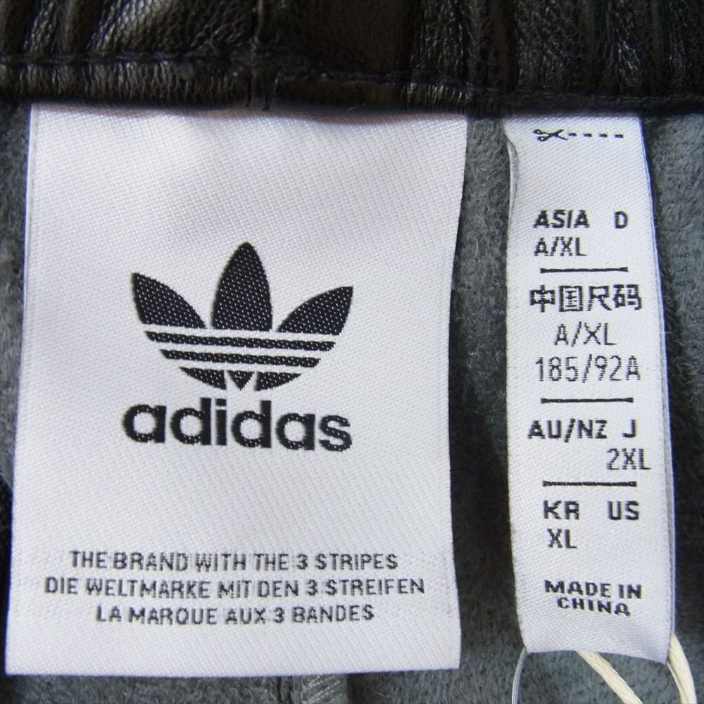 adidas アディダス IZ4038 フェイクレザー アディカラー スリーストライプス ファイヤー バード トラック パンツ ブラック系 2XL【極上美品】【中古】