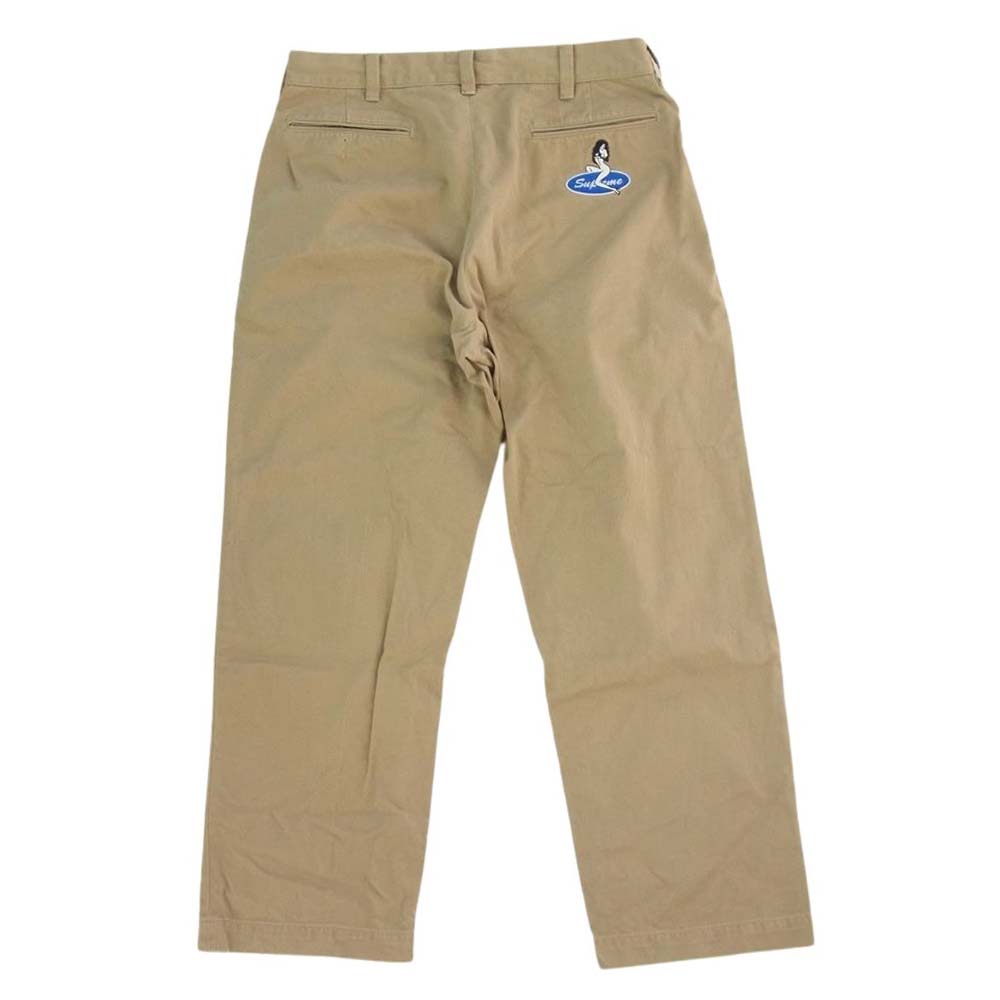 Supreme シュプリーム 23AW  Chino Pant ピンナップ ガール ロゴ ワッペン チノパン コットン パンツ ライトブラウン系 30【中古】