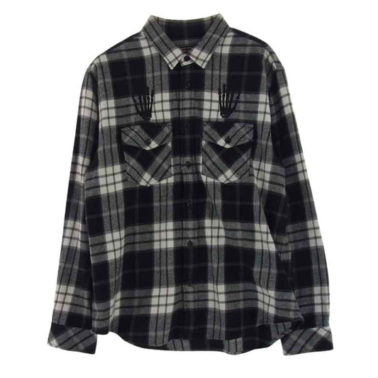 Supreme シュプリーム 21SS × HYSTERICGLAMOUR PLAID FLANNEL SHIRT ヒステリックグラマー フランネル チェック 長袖 シャツ ブラック系 ホワイト系 M【中古】