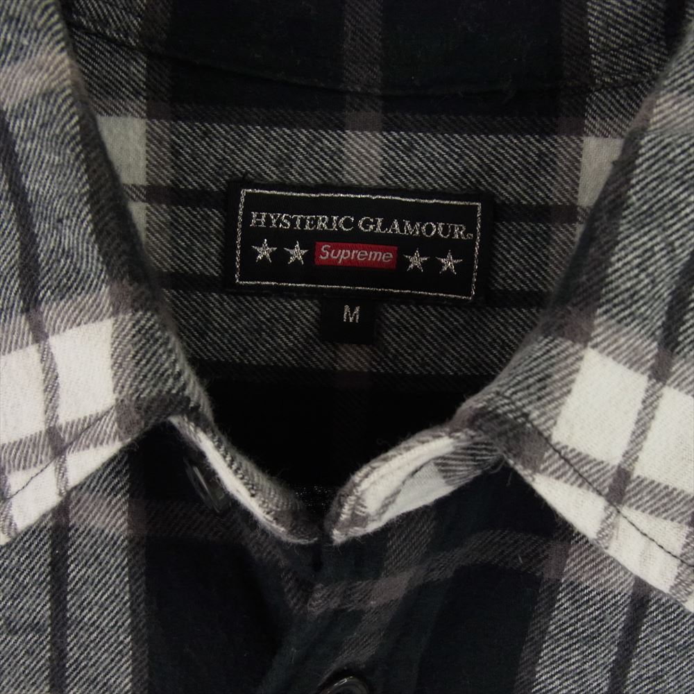 Supreme シュプリーム 21SS × HYSTERICGLAMOUR PLAID FLANNEL SHIRT ヒステリックグラマー フランネル チェック 長袖 シャツ ブラック系 ホワイト系 M【中古】