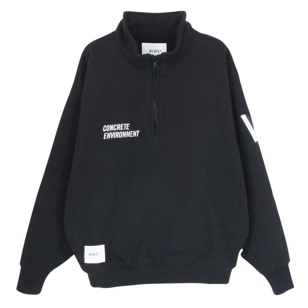 WTAPS ダブルタップス 24SS 241ATDT-CSM05 DEPST SWEATER COTTON ENVIRONMENT ハーフZIP スウェット トレーナー ブラック系 X 02【中古】