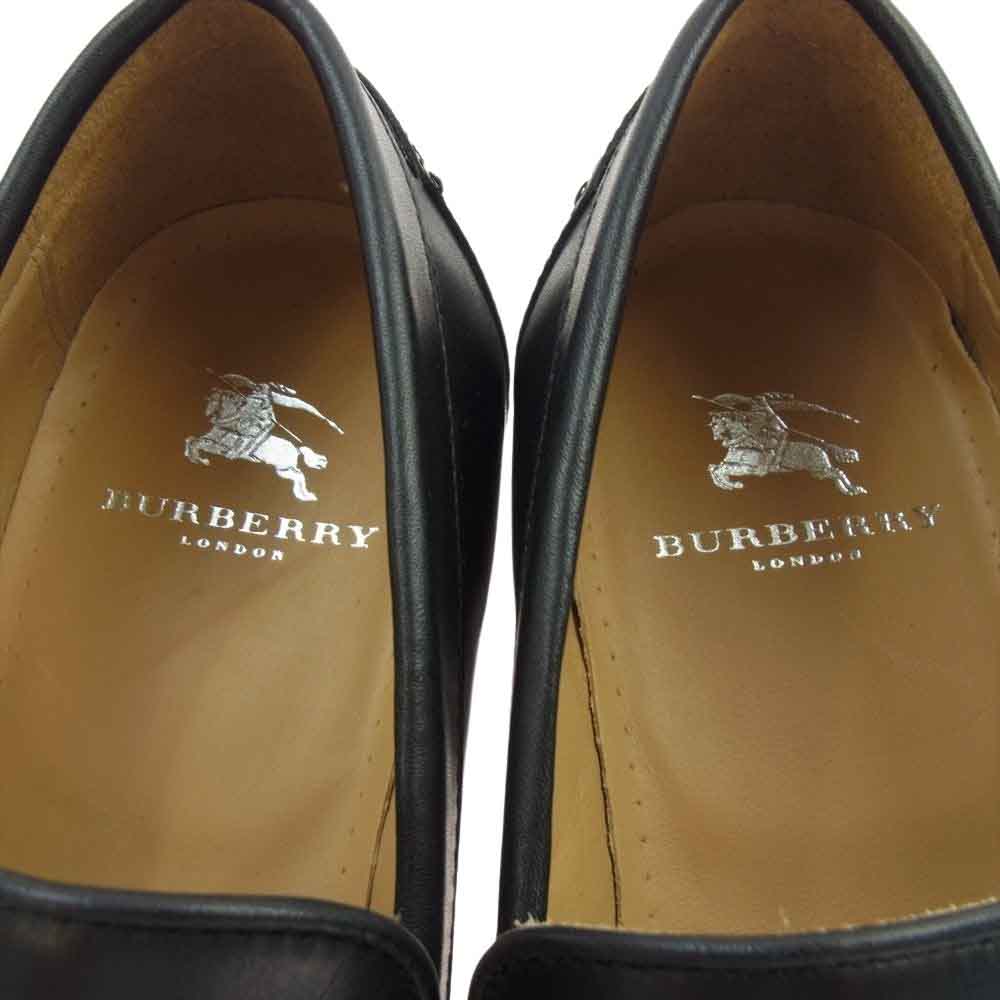BURBERRY LONDON バーバリー ロンドン 0504128 BU1380 レザー スリッポン ローファー シューズ ブラック系 26【美品】【中古】