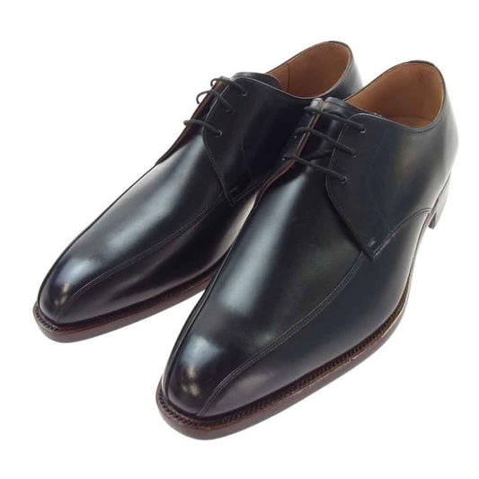 SCOTCH GRAIN スコッチグレイン 972 スワールトゥ ツーシーム レザー ビジネス シューズ ブラック系 26【新古品】【未使用】【中古】