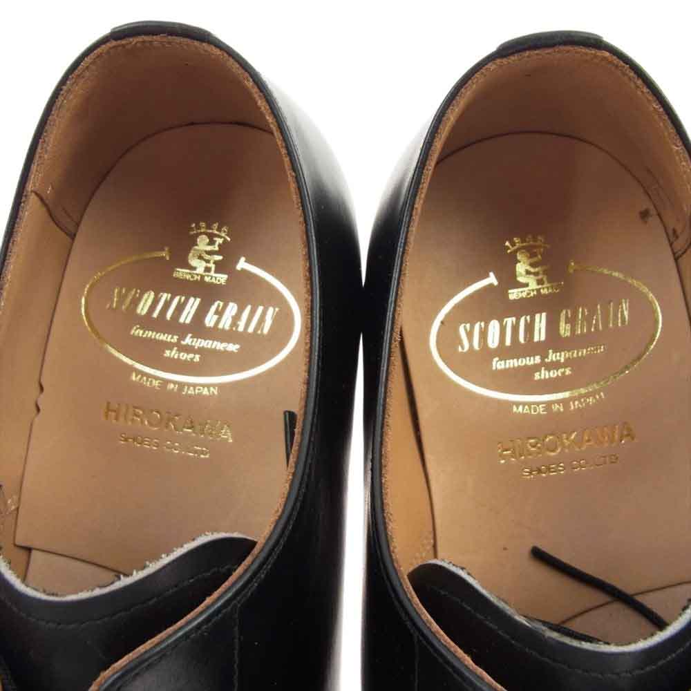 SCOTCH GRAIN スコッチグレイン 972 スワールトゥ ツーシーム レザー ビジネス シューズ ブラック系 26【新古品】【未使用】【中古】
