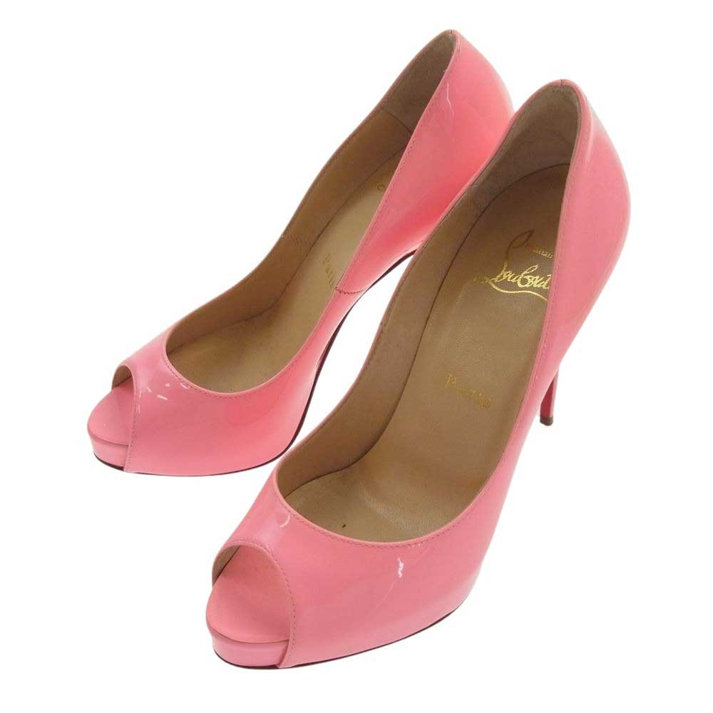 Christian Louboutin クリスチャンルブタン イタリア製 オープントゥ パテント ピンヒール パンプス ピンク系 36【中古】