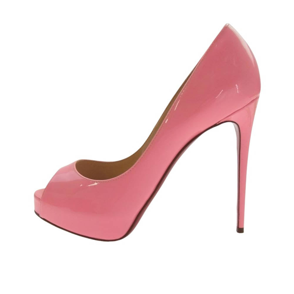 Christian Louboutin クリスチャンルブタン イタリア製 オープントゥ パテント ピンヒール パンプス ピンク系 36【中古】