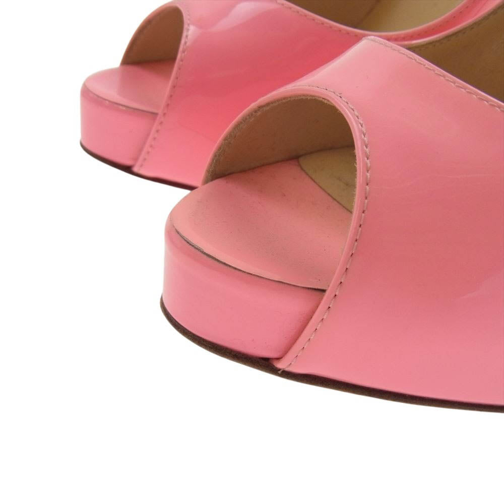 Christian Louboutin クリスチャンルブタン イタリア製 オープントゥ パテント ピンヒール パンプス ピンク系 36【中古】