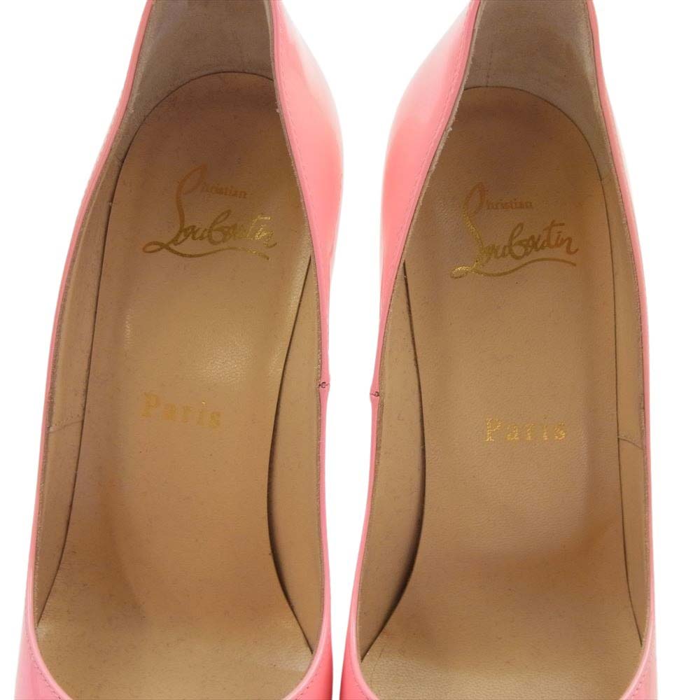 Christian Louboutin クリスチャンルブタン イタリア製 オープントゥ パテント ピンヒール パンプス ピンク系 36【中古】