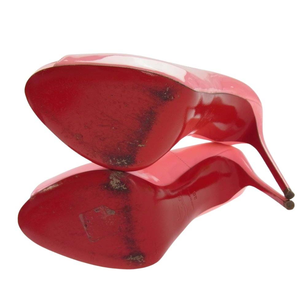 Christian Louboutin クリスチャンルブタン イタリア製 オープントゥ パテント ピンヒール パンプス ピンク系 36【中古】